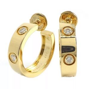 Cartier Love Diamond Hoops: 18K yellow gold